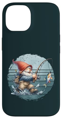 Funny Fishing Gnome Grandpa Graphic For Men On Retro Sunset Hülle für iPhone 14 von Fathers Day Fishing Gifts For Dad Fisherman Gnome