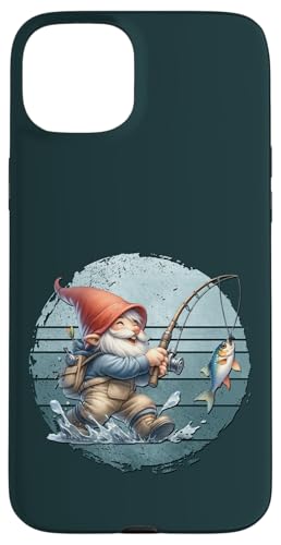 Funny Fishing Gnome Grandpa Graphic For Men On Retro Sunset Hülle für iPhone 15 Plus von Fathers Day Fishing Gifts For Dad Fisherman Gnome