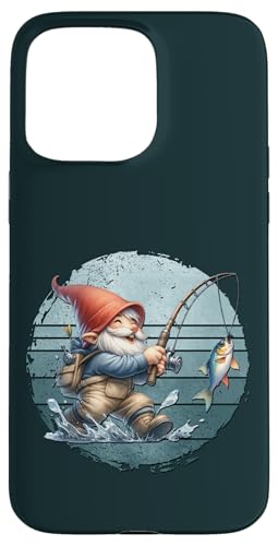 Funny Fishing Gnome Grandpa Graphic For Men On Retro Sunset Hülle für iPhone 15 Pro Max von Fathers Day Fishing Gifts For Dad Fisherman Gnome