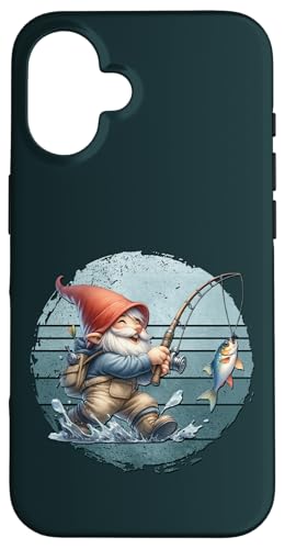 Funny Fishing Gnome Grandpa Graphic For Men On Retro Sunset Hülle für iPhone 16 Funny Fishing Gnome Grandpa Graphic For Men On Retro Sunset Hülle für iPhone 16 von Fathers Day Fishing Gifts For Dad Fisherman Gnome