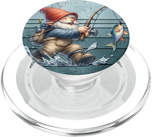Funny Fishing Gnome Grandpa Graphic For Men On Retro Sunset PopSockets PopGrip für MagSafe Funny Fishing Gnome Grandpa Graphic For Men On Retro Sunset PopSockets PopGrip für MagSafe von Fathers Day Fishing Gifts For Dad Fisherman Gnome