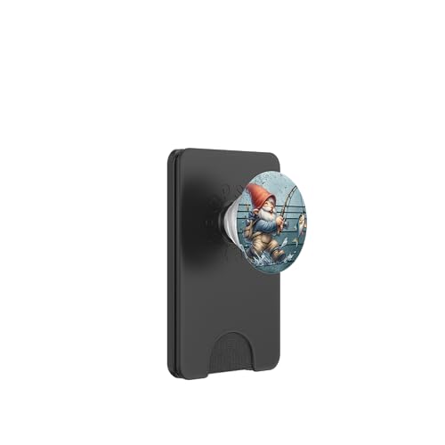 Funny Fishing Gnome Grandpa Graphic For Men On Retro Sunset PopSockets PopWallet für MagSafe Funny Fishing Gnome Grandpa Graphic For Men On Retro Sunset PopSockets PopWallet für MagSafe von Fathers Day Fishing Gifts For Dad Fisherman Gnome