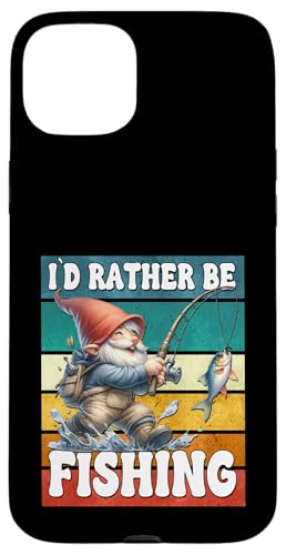 Retro Fisher Gnome Dad For Men Id Rather Be Fishing Saying Hülle für iPhone 15 Plus von Fathers Day Fishing Gifts For Dad Fisherman Gnome