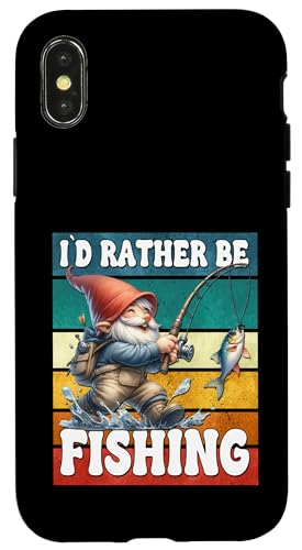 Retro Fisher Gnome Dad For Men Id Rather Be Fishing Saying Hülle für iPhone X/XS von Fathers Day Fishing Gifts For Dad Fisherman Gnome