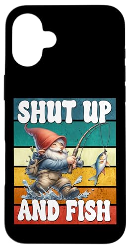 Shut Up And Fish Gnome For Men Funny Fathers Day Fishing Dad Hülle für iPhone 16 Plus von Fathers Day Fishing Gifts For Dad Fisherman Gnome