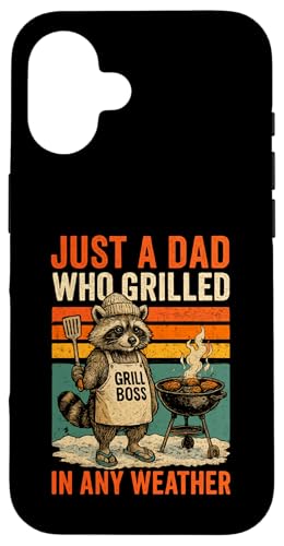 Just A Dad Who Funny Fathers Day Gift Racoon Joke Dad Hülle für iPhone 16 von Fathers Day Shirt For Dad Funny Just A Dad TShirt
