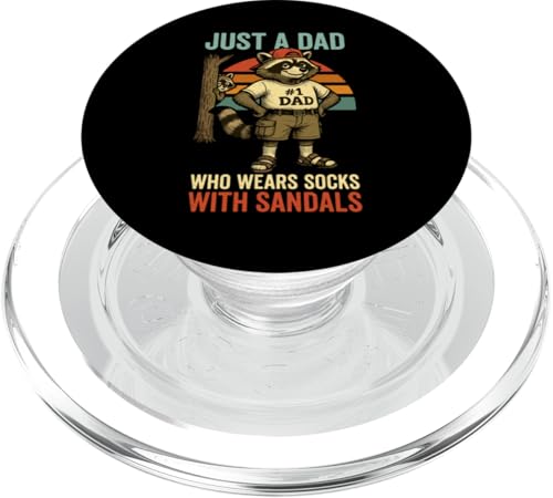 Just A Dad Who Funny Fathers Day Gift Racoon Joke Dad PopSockets PopGrip für MagSafe von Fathers Day Shirt For Dad Funny Just A Dad TShirt