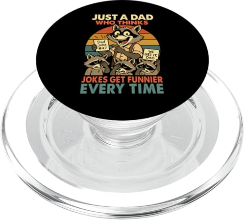 Just A Dad Who Funny Fathers Day Gift Racoon Joke Dad PopSockets PopGrip für MagSafe von Fathers Day Shirt For Dad Funny Just A Dad TShirt