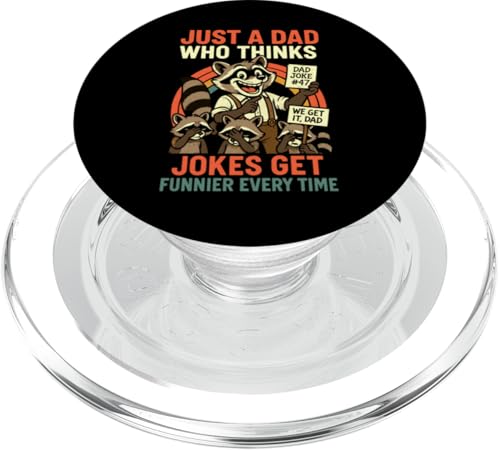 Just A Dad Who Funny Fathers Day Gift Racoon Joke Dad PopSockets PopGrip für MagSafe von Fathers Day Shirt For Dad Funny Just A Dad TShirt
