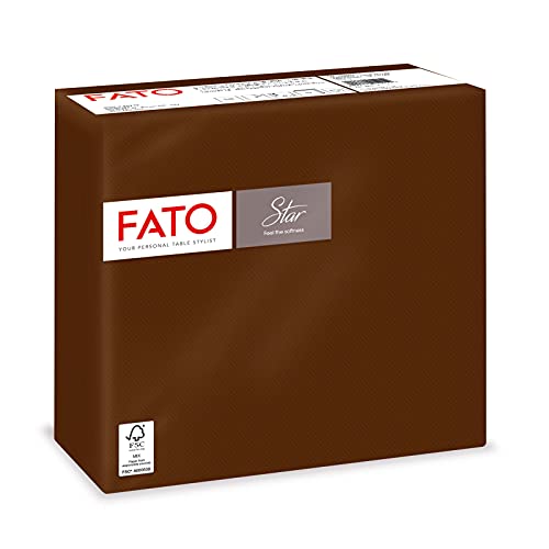 Fato - Einweg-Papierservietten, Weichheit und Sanftheit, Packung mit 40 Servietten, Größe 38x38, 4-fach gefaltet, 2-lagig, Farbe Schokolade, 100% reines Zellulosepapier, FSC-zertifiziert Fato - Einweg-Papierservietten, Weichheit und Sanftheit, Packung mit 40 Servietten, Größe 38x38, 4-fach gefaltet, 2-lagig, Farbe Schokolade, 100% reines Zellulosepapier, FSC-zertifiziert von Fato
