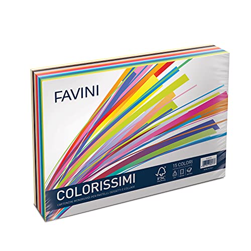Favini A33X244 Prisma Colorissimi, 240 Karten, 15 Farben, 220 g, mehrfarbig, 25 x 35 cm von Favini