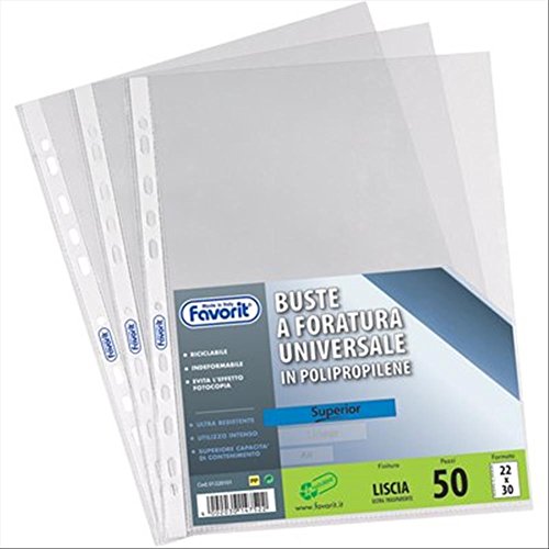 Buste foratura univ. Liscio Super Clear Favorit alto spessore 50x70cm bianco 100460916 (conf.10) von Favorit