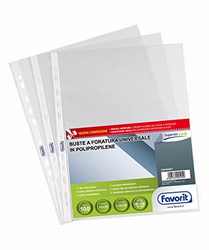Favorit 100460057. 220 x 300 mm Polypropylen (PP) 100Stück (E) Folio-Schutz von Favorit