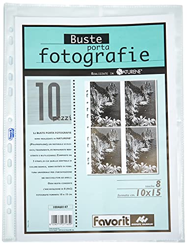 Favorit - 8 Taschen Fotoumschlag, 10 x 15 cm, transparent, 10 Stücke von Favorit