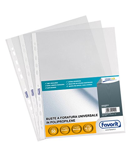 Favorit Buste Perforate, Buccia d'Arancia, Medio Spessore, 21 x 29.7 cm, 50 Pezzi, Trasparenti Favorit Buste Perforate, Buccia d'Arancia, Medio Spessore, 21 x 29.7 cm, 50 Pezzi, Trasparenti von Favorit