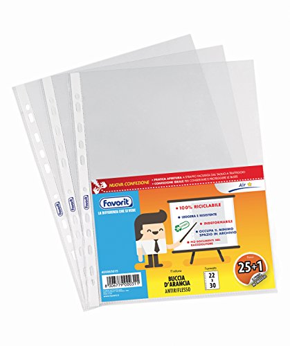 Favorit Buste Perforate, Buccia d'Arancia, Spessore Basso, 22 x 30 cm, 25 Pezzi + 1 Omaggio, Trasparenti Favorit Buste Perforate, Buccia d'Arancia, Spessore Basso, 22 x 30 cm, 25 Pezzi + 1 Omaggio, Trasparenti von Favorit