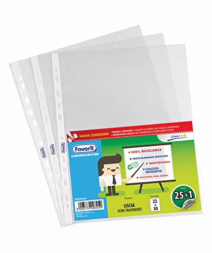 Favorit Buste Perforate, Lucide, Medio Spessore, 22 x 30 cm, 25 Pezzi +1 Omaggio, Trasparenti Favorit Buste Perforate, Lucide, Medio Spessore, 22 x 30 cm, 25 Pezzi +1 Omaggio, Trasparenti von Favorit
