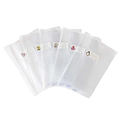 Favorit Buchumschläge mit Etikett, 10 Stück. Transparent, Polypropylen (PP), Klappverschluss, Einfarbig von Favorit