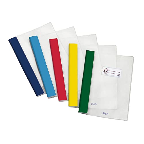 Favorit Set mit 10 Notizbucheinbänden mit Etikett, Größe A4, transparent und mehrfarbig, 21x29,7 cm von Favorit