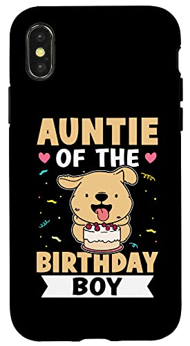 Auntie Of The Birthday Boy Hund mit Torte Hülle für iPhone X/XS von Favorite Auntie Designs For Women