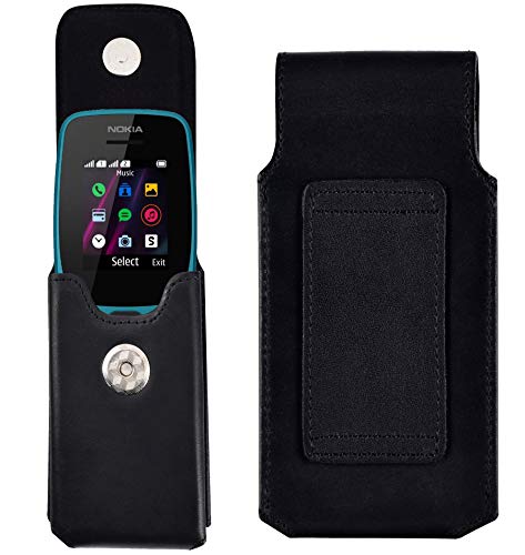 Favory-Shop Vertikal Etui für Nokia 110 Köcher Tasche Hülle Ledertasche Vertical Case Handytasche mit Einer Gürtelschlaufe auf der Rückseite von Favory-Shop