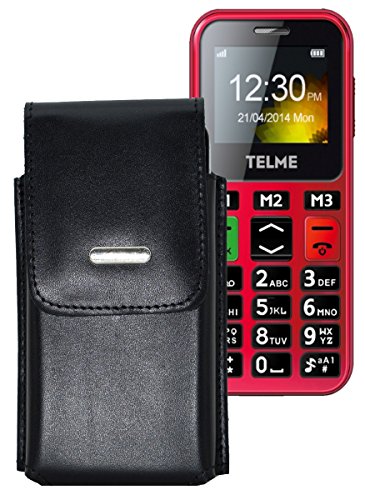 Vertikal Etui für Emporia TELME C151 Köcher Tasche Hülle Ledertasche Vertical Case Handytasche mit einer Gürtelschlaufe auf der Rückseite von Favory-Shop