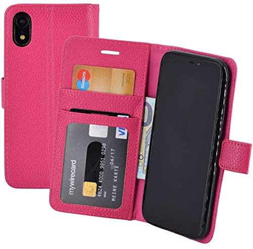 Favory Book-Style Tasche Schutzhülle Case Wallet (mit Standfunktion und Kartenfach) in PINK für iPhone XR (6.1 Zoll) Hülle von Favory