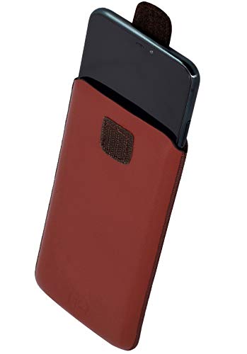 Favory Tasche Etui kompatibel mit Emporia MD212 Hülle aus echtes Leder Schutzhülle (Lasche mit Rückzugfunktion) in braun von Favory