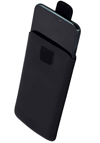 Favory Tasche Etui kompatibel mit iPhone 12 Mini (5.4") Hülle aus echtes Leder Schutzhülle (Lasche mit Rückzugfunktion) in schwarz von Favory
