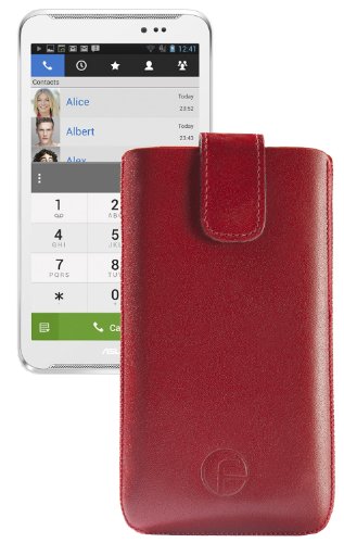 Original Favory ® Etui Tasche für / Asus Fonepad Note 6 / Leder Etui Handytasche Ledertasche Schutzhülle Case Hülle *Lasche mit Rückzugfunktion* In Rot von Favory