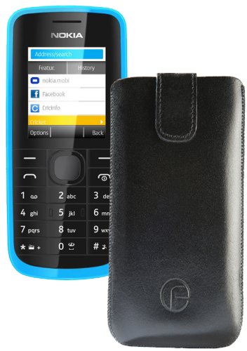 Original Favory Etui Tasche für / Nokia 130 / Leder Etui Handytasche Ledertasche Schutzhülle Case Hülle Lasche mit Rückzugfunktion* in schwarz von Favory