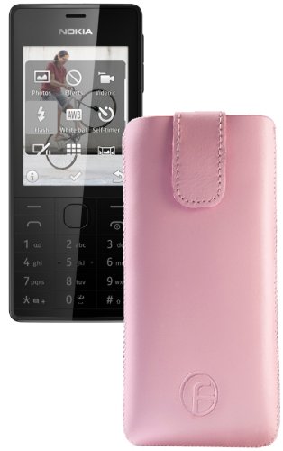 Original Favory Etui Tasche für / Nokia 515 / Leder Etui Handytasche Ledertasche Schutzhülle Case Hülle Lasche mit Rückzugfunktion* in Rosa von Majen