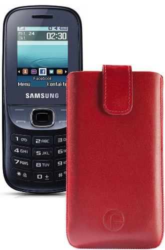 Original Favory Etui Tasche für / Samsung E1200 / E1200R / E1200i / Leder Etui Handytasche Ledertasche Schutzhülle Case Hülle Lasche mit Rückzugfunktion* in rot von Favory