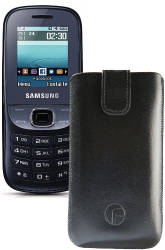 Original Favory Etui Tasche für / Samsung E1200 / E1200R / E1200i / Leder Etui Handytasche Ledertasche Schutzhülle Case Hülle Lasche mit Rückzugfunktion* in schwarz von Favory