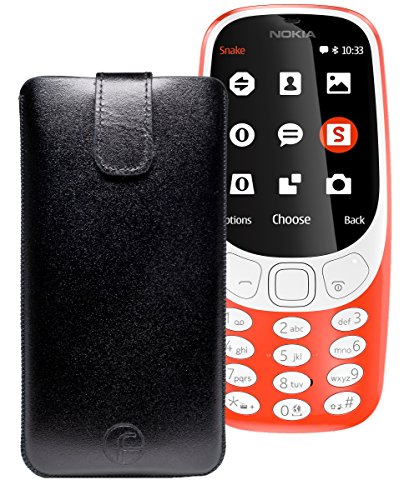 Original Favory Etui Tasche für Nokia 3310 (2017) | Leder Etui Handytasche Ledertasche Schutzhülle Case Hülle Lasche mit Rückzugfunktion* in schwarz von Favory