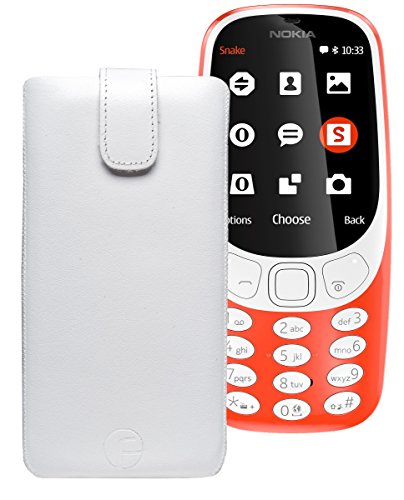 Original Favory Etui Tasche für Nokia 3310 (2017) | Leder Etui Handytasche Ledertasche Schutzhülle Case Hülle Lasche mit Rückzugfunktion* in weiss von Favory