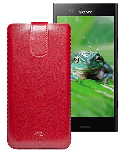 Original Favory Etui Tasche für Sony Xperia XZ1 Compact | Leder Etui Handytasche Ledertasche Schutzhülle Case Hülle Lasche mit Rückzugfunktion* in rot von Favory