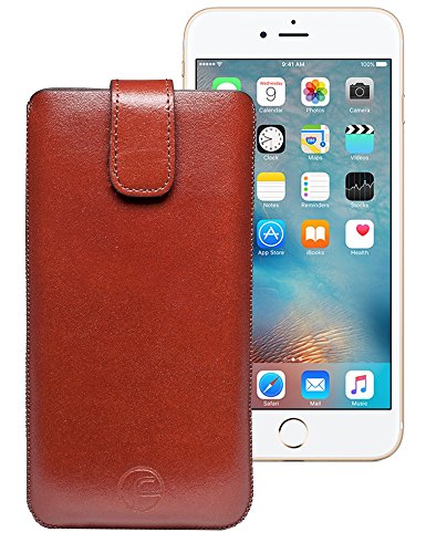 Original Favory Tasche Leder Etui für das iPhone 8 | iPhone 7 | iPhone 6s | ECHT Ledertasche Hülle Schutzhülle (Lasche mit Rückzugfunktion) braun von Favory