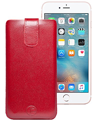 Original Favory Tasche Leder Etui für das iPhone 8 | iPhone 7 | iPhone 6s | ECHT Ledertasche Hülle Schutzhülle (Lasche mit Rückzugfunktion) rot von Favory