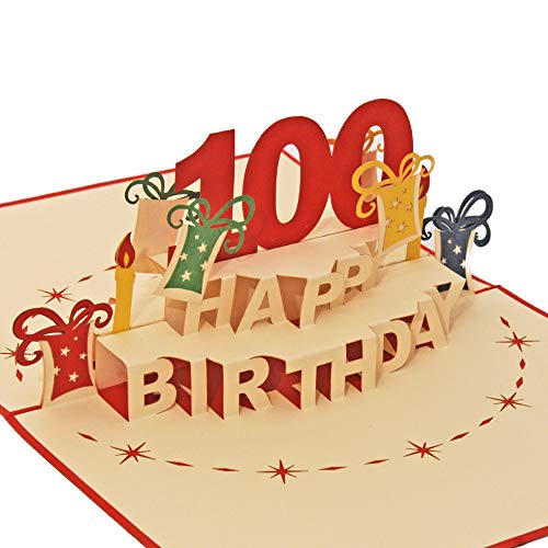 Favour Pop Up® - 3D Glückwunschkarte zum 100. Geburtstag. Die perfekte Grusskarte zum runden Geburtstag, auch für Gutschein oder Geldgeschenk. Format 13x18cm TA100R von Favour Pop Up