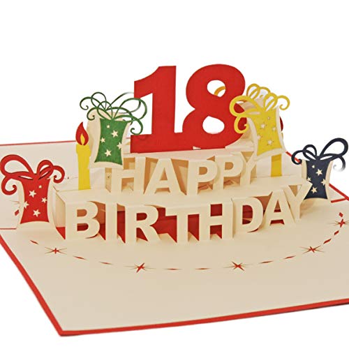 Favour Pop Up® - 3D Glückwunschkarte zum 18. Geburtstag. Die perfekte Grusskarte zum runden Geburtstag, auch für Gutschein oder Geldgeschenk. TA18R von Favour Pop Up
