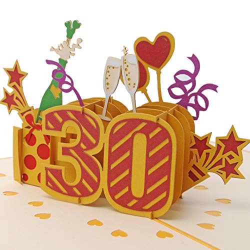 Favour Pop Up® - 3D Glückwunschkarte zum 30. Geburtstag auch für Geschenkgutschein oder Geldgeschenk. TG030 von Favour Pop Up