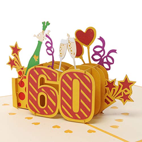 Favour Pop Up® - 3D Glückwunschkarte zum 60. Geburtstag auch für Geschenkgutschein oder Geldgeschenk. TG060 von Favour Pop Up