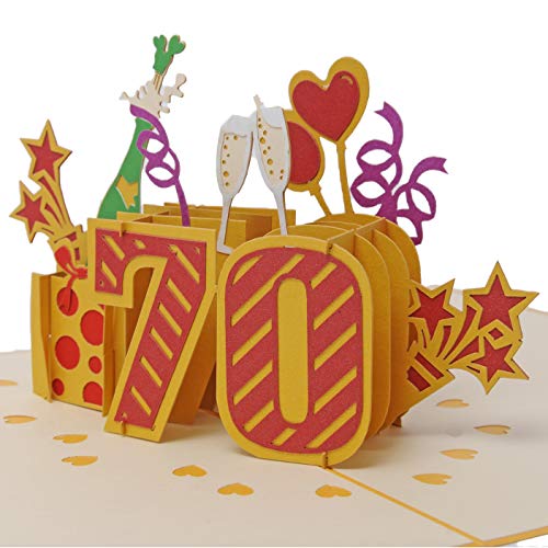 Favour Pop Up® - 3D Glückwunschkarte zum 70. Geburtstag auch für Geschenkgutschein oder Geldgeschenk. TG070 von Favour Pop Up