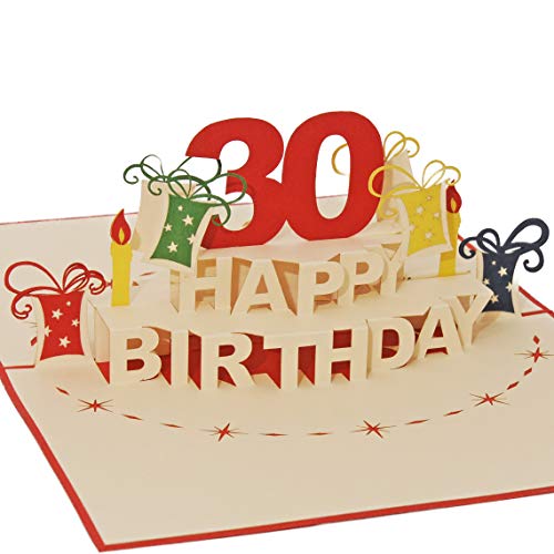 Favour Pop Up® - 3D Glückwunschkarte zum runden 30. Geburtstag. Ein filigranes Kunstwerk, das sich beim Öffnen als Geburtstagstorte entfaltet. ALTA30R von Favour Pop Up