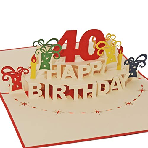 Favour Pop Up® - 3D Glückwunschkarte zum runden 40. Geburtstag. Ein filigranes Kunstwerk, das sich beim Öffnen als Geburtstagstorte entfaltet. ALTA40R von Favour Pop Up