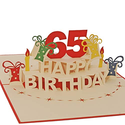 Favour Pop Up® - 3D Glückwunschkarte zum runden 65. Geburtstag. Pop Up Karte mit Überraschungseffekt. Format 12x17cm ALTA65R von Favour Pop Up