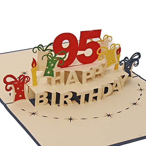 Favour Pop Up® - 3D Glückwunschkarte zum runden 95. Geburtstag. Pop Up Karte mit Überraschungseffekt. ALTA95B von Favour Pop Up