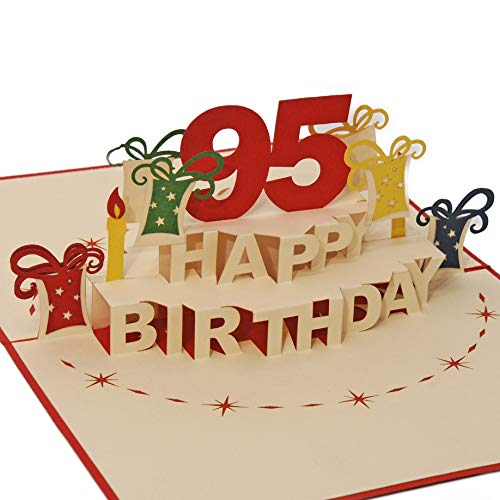 Favour Pop Up® - 3D Glückwunschkarte zum runden 95. Geburtstag. Pop Up Karte mit Überraschungseffekt. ALTA95R von Favour Pop Up
