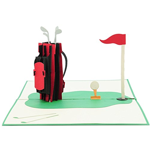 Favour Pop Up® - 3D Glückwunschkarte. Ein filigranes Kunstwerk, dass beim Öffnen mit einer liebevoll gestalteten Golf-Set überrascht. 13x18cm TF080 von Favour Pop Up
